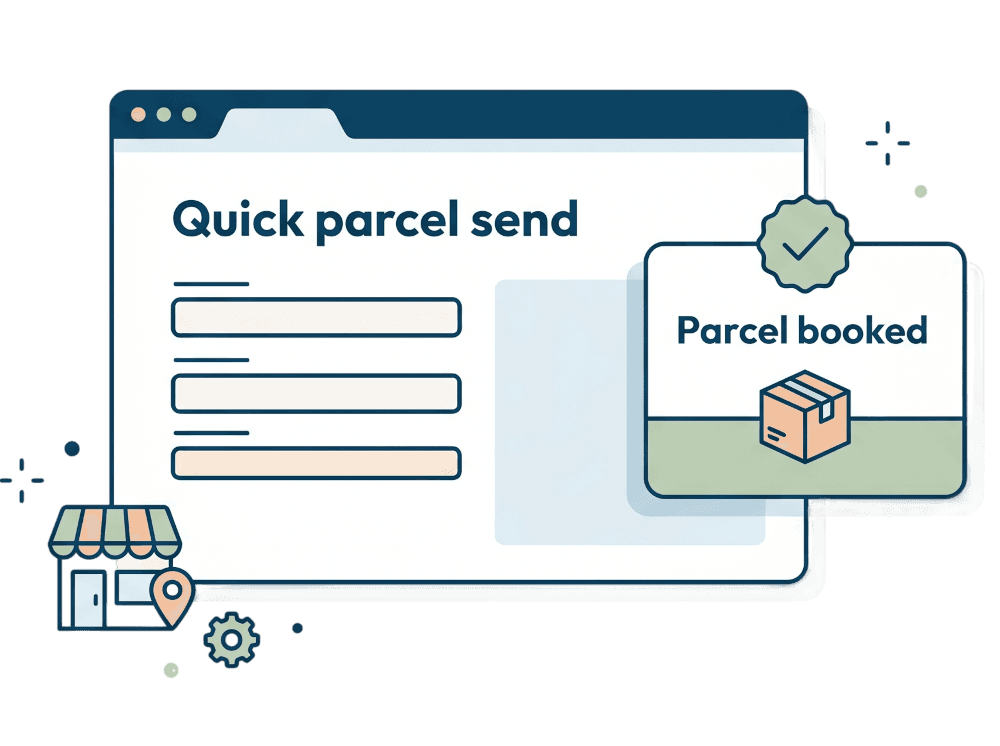 JetSend dashboard with quick parcel form and confirmed shipment