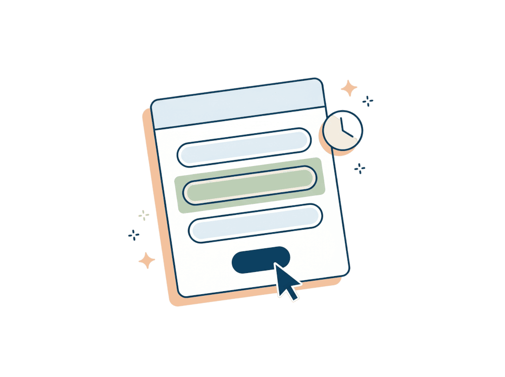 Compact shipping form with cursor and a clock icon